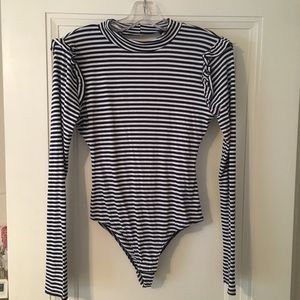 PrettyLittleThing Striped Open Back Bodysuit